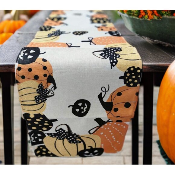 Fall Table Runner Decorative Cloth Halloween Party Decoration Pumpkin Decor 120" - Picture 2 of 12